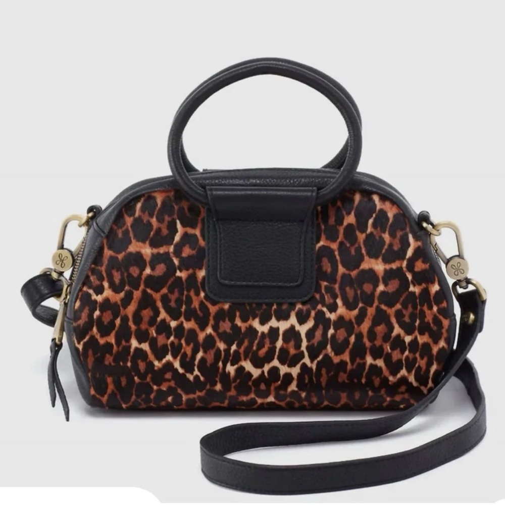 NWT HOBO Sheila Small Satchel Leopard Print Bag with Black Details